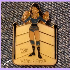 Wrestling Brooch Pin ~ Wendi Richter ~ 80&#39;s Vintage WWF