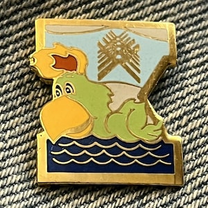 Swimming  Lapel Pin ~ 1987 Pan Am Games at Indianapolis ~ Mascot Amigo the green parrot ~ Indianapolis