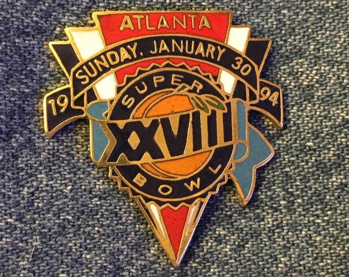 Super Bowl XXVIII Pin ~ NFL Football ~ Triangle ~ January 30, 1994 ~ Cowboys and Bills in Atlanta  ~ by Peter David Inc.