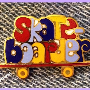 Skate Boarder Pin ~ Skateboard  ~ 80&#39;s vintage cloisonne