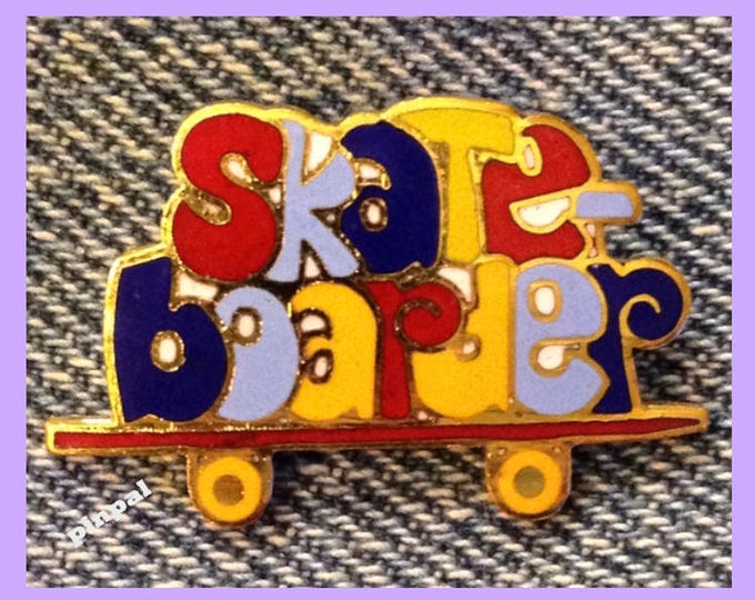 Skate Boarder Pin ~ Skateboard  ~ 80's vintage cloisonne