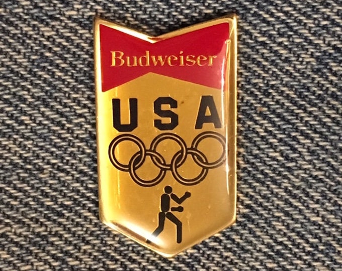 Boxing Olympic Pin ~ Sponsor Budweiser ~ 1984 Los Angeles Summer Games