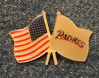 San Diego Padres Lapel Pin ~ MLB ~ American Flag ~ USA ~ Baseball ~ by CP&D 1991 Vintage