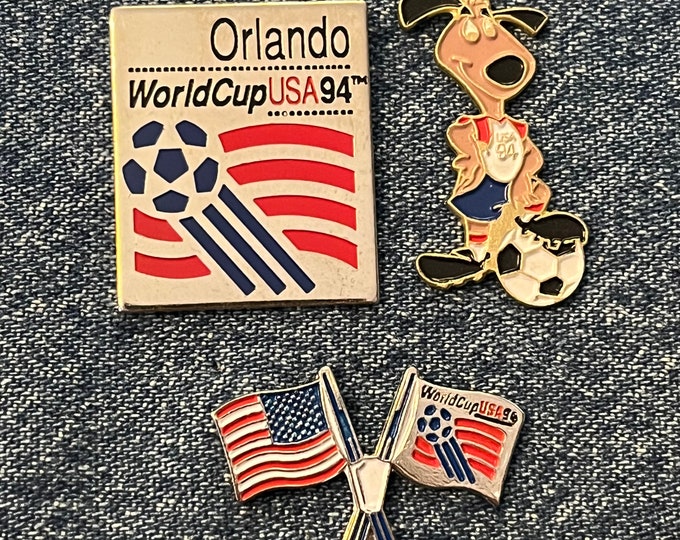 1994 FIFA World Cup ~ USA ~ Football Soccer ~ Set of 3 Pins ~ Mascot: Striker ~ Orlando