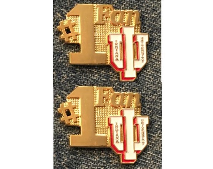 Indiana University ~ #1 Fan Lapel Pin ~ Set of 2 ~ NCAA ~ College Football ~ 80's vintage