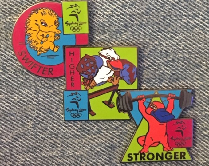 Three Olympic Pin Puzzle Set ~ 2000 Sydney ~ Mascots ~ Mllie, Olly, & Syd