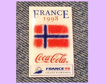 1998 World Cup Soccer ~ Football Pin ~ Flag ~ Norway ~ Coca Cola ~ Coke ~ Sponsor