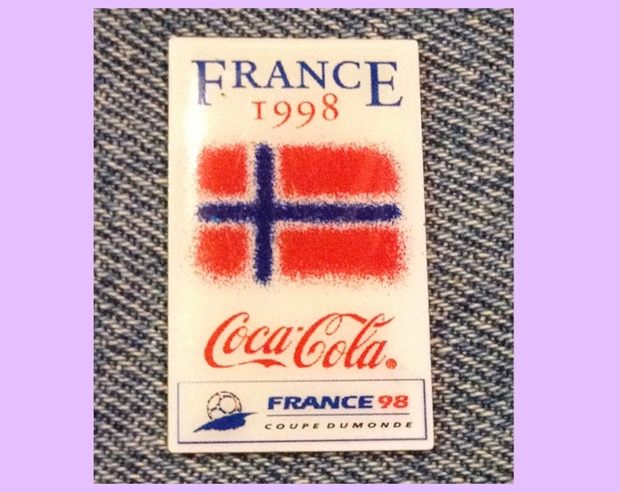 1998 World Cup Soccer ~ Football Pin ~ Flag ~ Norway ~ Coca Cola ~ Coke ~ Sponsor