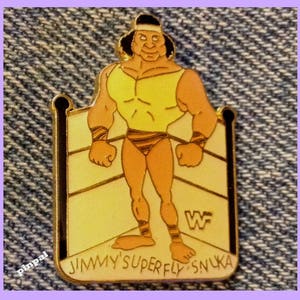 Wrestling Brooch Pin ~ Jimmy Superfly Snuka ~ 80&#39;s Vintage WWF