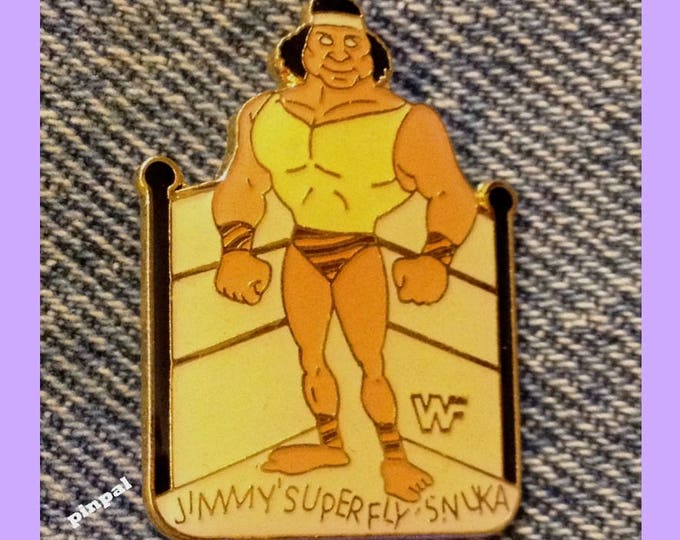 Wrestling Brooch Pin ~ Jimmy Superfly Snuka ~ 80's Vintage WWF