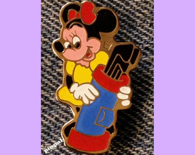 Minnie Mouse Golf Brooch Pin ~ Walt Disney Productions ~ 80's vintage