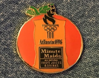 1996 Olympic Lapel Pin ~ Orange & Games Logo ~ USA Team ~ Sponsor ~ Minute Maid