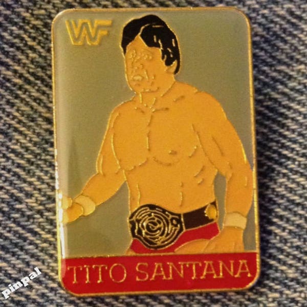 Wrestling Brooch Pin ~ Tito Santana ~  80's Vintage WWF
