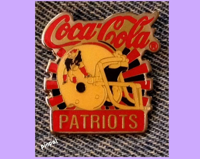 New England Patriots Brooch Pin ~ NFL ~ Football ~ 80's vintage ~ Coca Cola ~ Coke