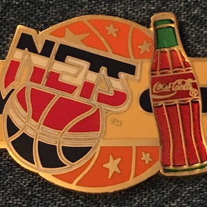 New Jersey Nets Pin ~ NBA ~ Coca Cola ~ Coke ~ Vintage 1994 by Imprinted Products