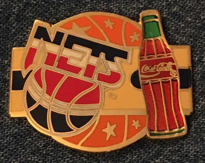 New Jersey Nets Pin ~ NBA ~ Coca Cola ~ Coke ~ Vintage 1994 by Imprinted Products