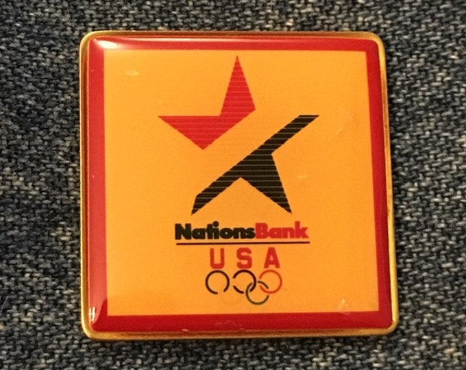 Nations Bank Olympic Sponsor Pin ~ undated ~ 90's vintage ~ USA Team ~ Star