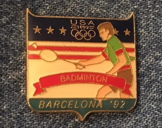 Badminton Olympic Pin ~ 1992 Barcelona Summer Games ~ USA Team~Fundraising