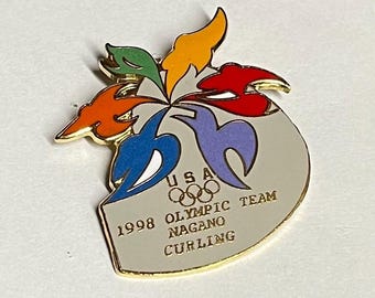 1998 Vintage USA Olympic Curling Team NOC Pin ~ Nagano Winter Games