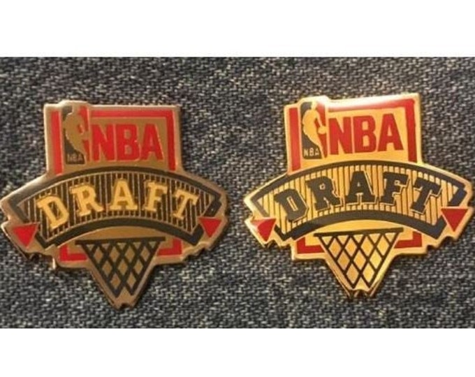 NBA Draft Lapel Pin ~ Set of 2 ~ Silver & GoldTone ~ National Basketball Association ~ 1991 Vintage by Peter David