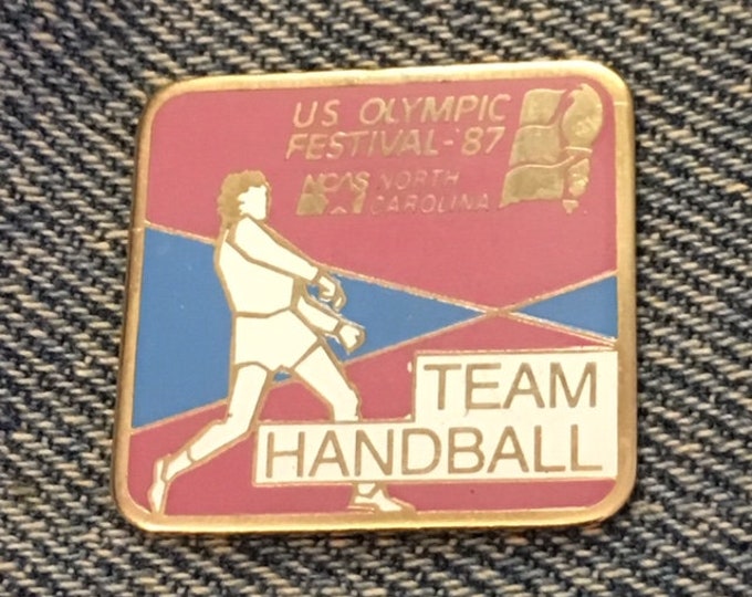 Handball Pin Badge ~ 1987 U.S. Olympic Festival ~ NCAS ~ North Carolina