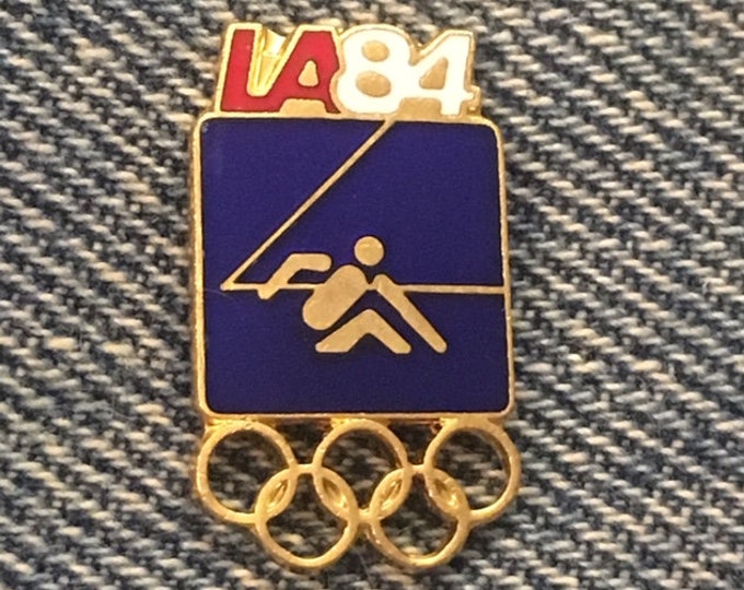 Yachting ~ Sailing Olympic Pin ~ 1984 Los Angeles ~ LA ~ Blue ~ Pictogram ~ Cloisonné ~ small size version