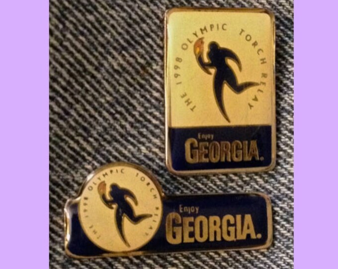 Torch Relay ~ 1998 Nagano Olympic Pin ~ Enjoy Georgia ~ Lot of 2