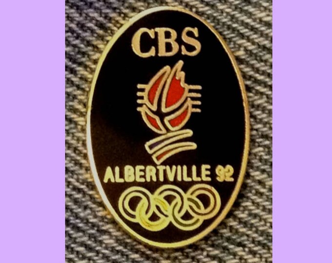 CBS Olympic Media Pin ~ 1992 Albertville, France ~ Black ~ by HoHo NYC