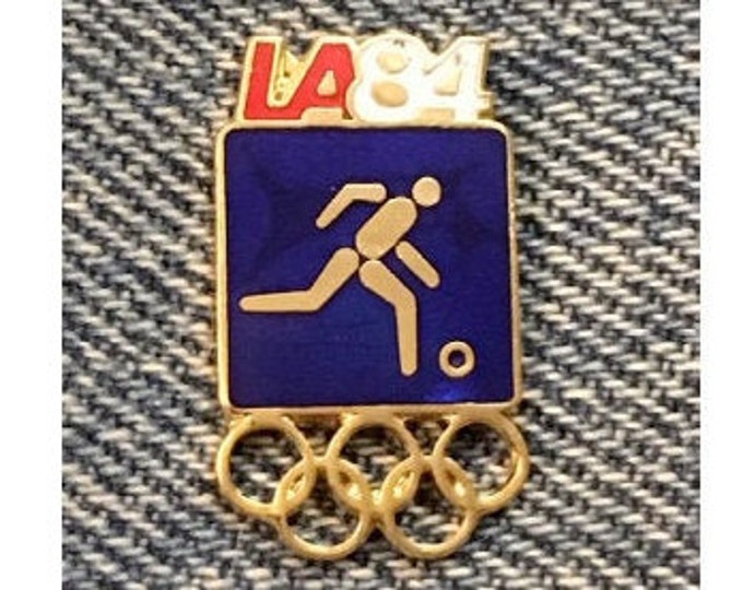 Soccer Olympic Pin ~ 1984 Los Angeles ~ LA ~ Blue ~ Pictogram ~ Cloisonné ~ small size version