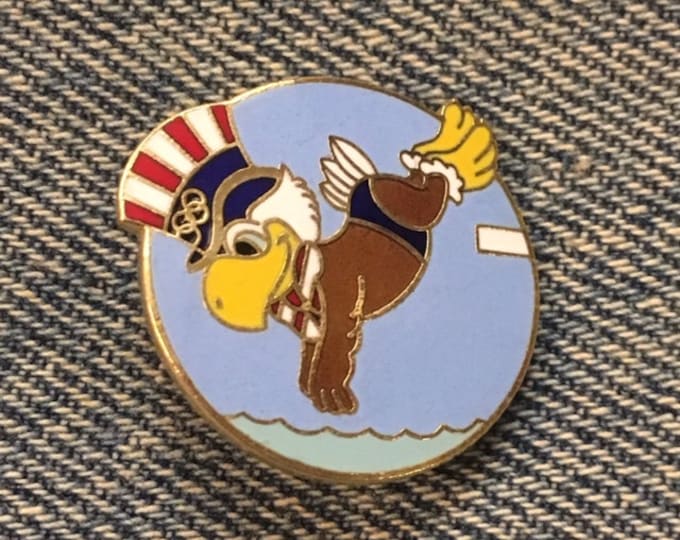 Diving Olympic Brooch Pin ~ 1984 ~ Los Angeles ~ LA ~ Mascot ~ Sam the Eagle