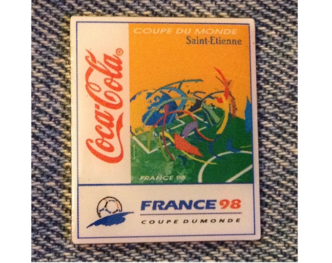 1998 World Cup Soccer Pin ~ Stadium City ~ Saint-Étie ~ Sponsor~Coca Cola~Coke