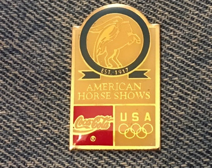 Equestrian Olympic Pin ~ American Horse Shows ~ 1992 Barcelona ~ Sponsor ~ Coca Cola ~ Coke