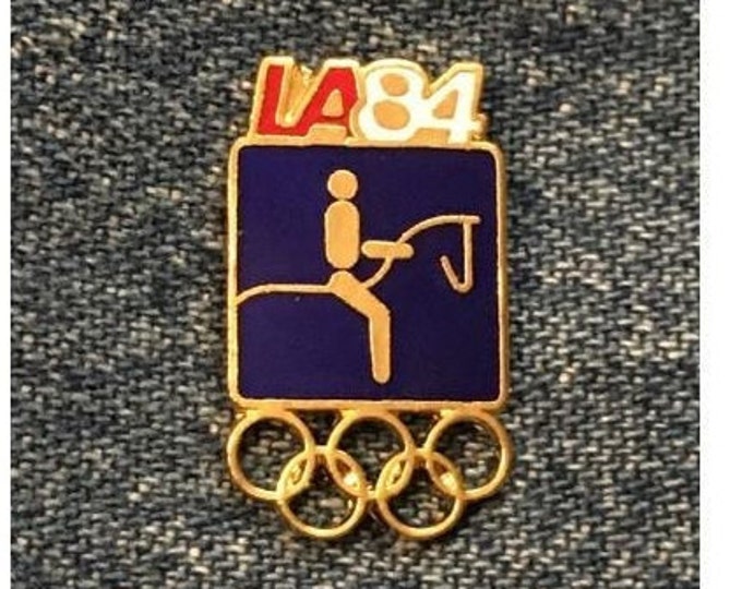 Equestrian Olympic Pin ~ 1984 Los Angeles ~ LA ~ Blue ~ Pictogram ~ Cloisonné ~ small size version