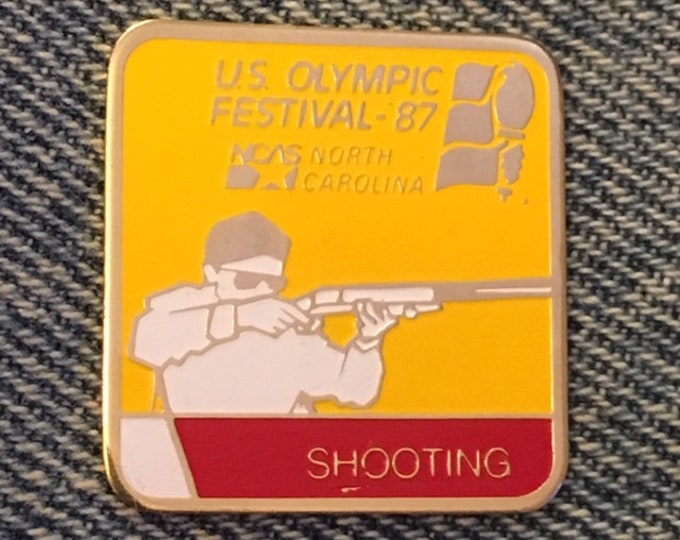 Shooting Pin Badge ~ 1987 U.S. Olympic Festival ~ NCAS ~ North Carolina