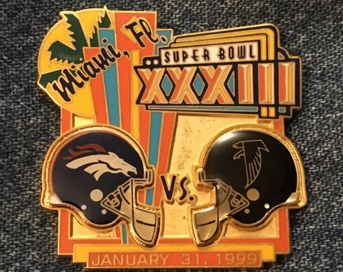 Super Bowl XXXIII Pin ~ 33 ~ Denver Broncos ~ Atlanta Falcons ~ NFL~by Peter David Inc. ~ 3D ~ pin on pin