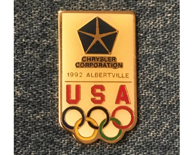 1992 Olympic Lapel Pin ~ USA Team ~ 5 Rings ~ Chrysler Corporation ~ by HoHo NYC