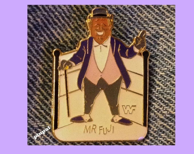 Wrestling Brooch Pin ~ Mr. Fuji ~ 80's Vintage WWF