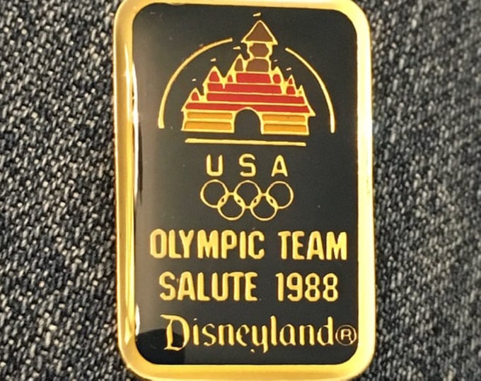 Disneyland Brooch Pin ~ Olympic Team Salute 1988 ~ Sleeping Beauty Castle