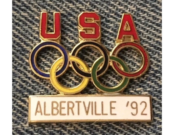 USA Olympic Pin Badge ~ 1992 Albertville ~ 5 Rings Logo ~ by HoHo NYC