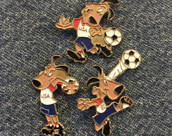 1994 FIFA World Cup ~ USA ~ Football Soccer ~ Set of 3 Pins by Starpin's ~ Mascot: Striker