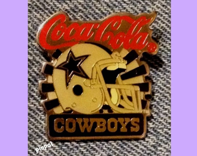 Dallas Cowboys Brooch Pin ~ NFL ~ Football ~ 80's vintage ~ Coca Cola ~ Coke