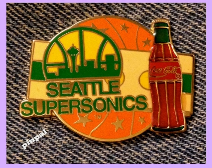 Seattle Supersonics Pin~NBA~Coca Cola~Coke~Vintage 1994 by Imprinted Products