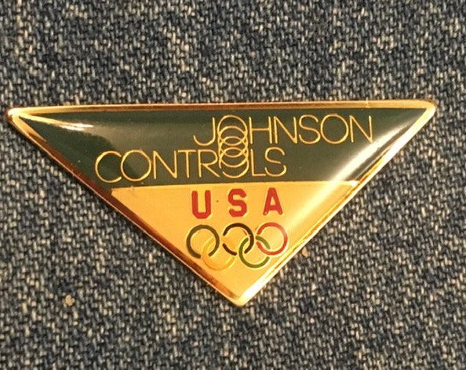 Johnson Controls Olympic Pin ~ undated ~ 1988 Calgary & Seoul Games ~ USA Team Sponsor