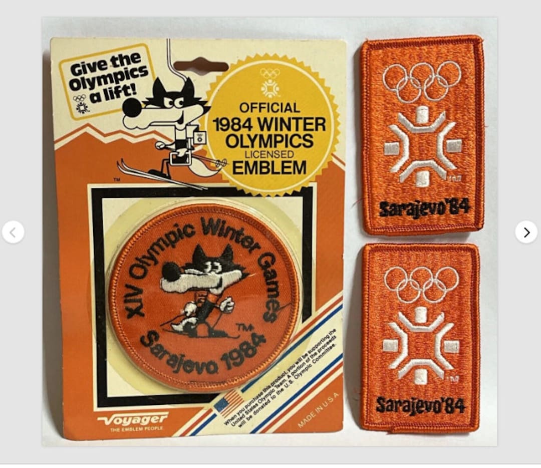 Set of 3 ~ 1984 Sarajevo Winter Olympics Vintage Sew-on Embroidery