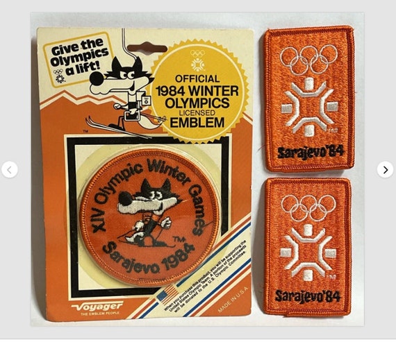 Set of 3 ~ 1984 Sarajevo Winter Olympics Vintage Sew-on Embroidery