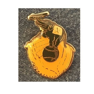 Oakland Athletics A&#39;s Lapel Pin ~ Elephant Stomper ~ 90&#39;s Vintage ~ Ball ~ Glove ~ MLB ~ by Peter David Inc. ~ Mascot ~Major League Baseball