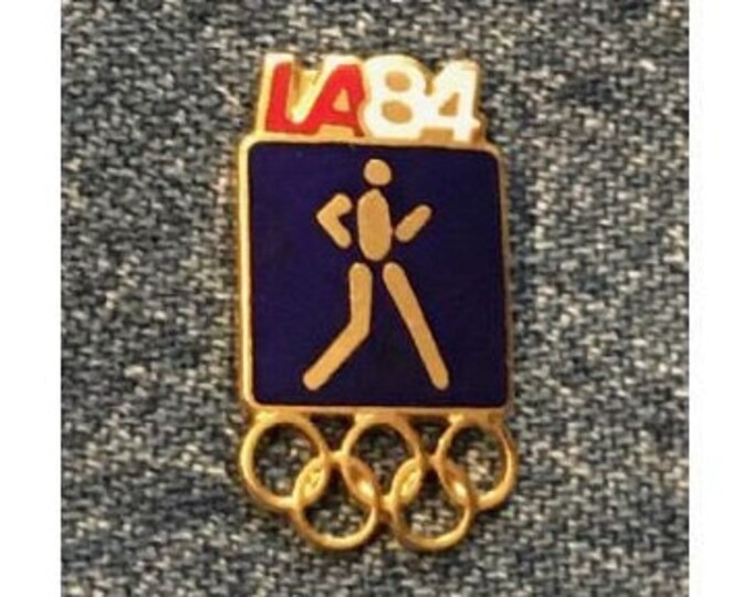 Race Walking Olympic Pin ~ Track & Field ~ 1984 Los Angeles ~ LA ~ Blue ~ Pictogram ~ Cloisonné ~ small size version