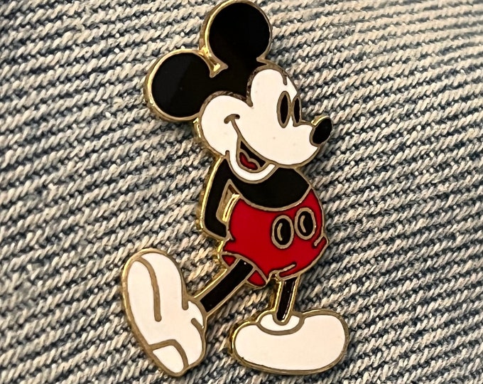 Mickey Mouse Standing Brooch Pin ~ Walt Disney Productions ~ 80's vintage ~ White Shoes