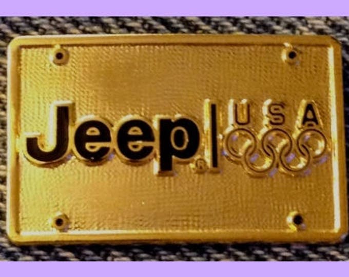 1992 Jeep Olympic Sponsor Pin ~ License Plate ~ USA Team ~  Gold Tone ~ Barcelona ~ Albertville