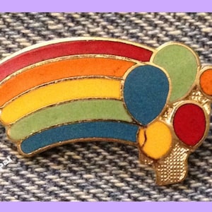 Rainbow Brooch Pin ~ Balloons ~ 90&#39;s vintage cloisonne